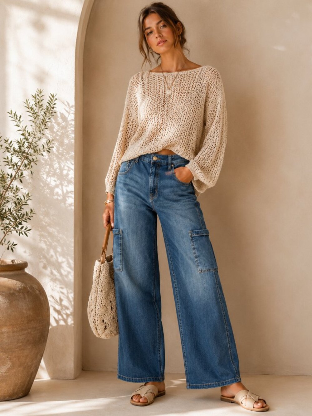 KUT from the Kloth Jodi Fab AB Wide Leg Cargo Jeans Size 12 Medium Wash Denim - Picture 1 of 8